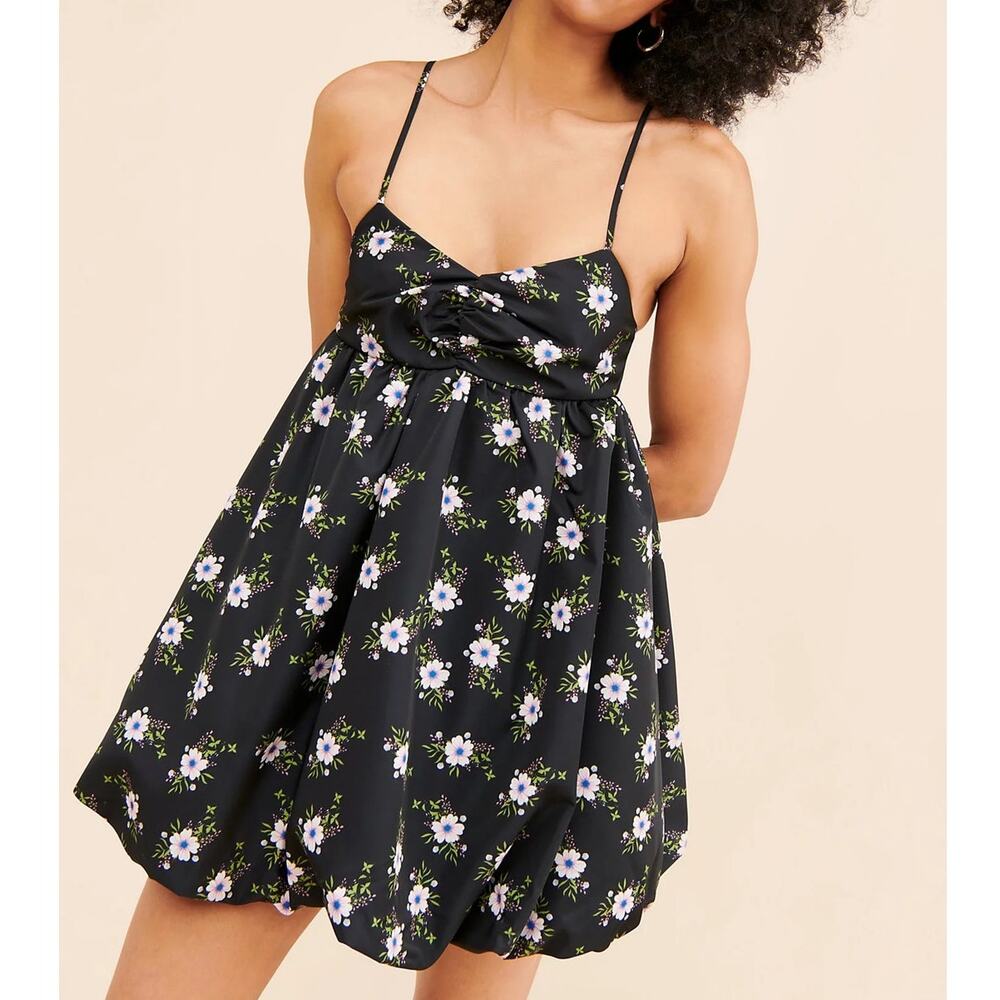 Free People In A Bubble Mini Dress Empire Waist Babydoll Y2K Sweetheart Neckline